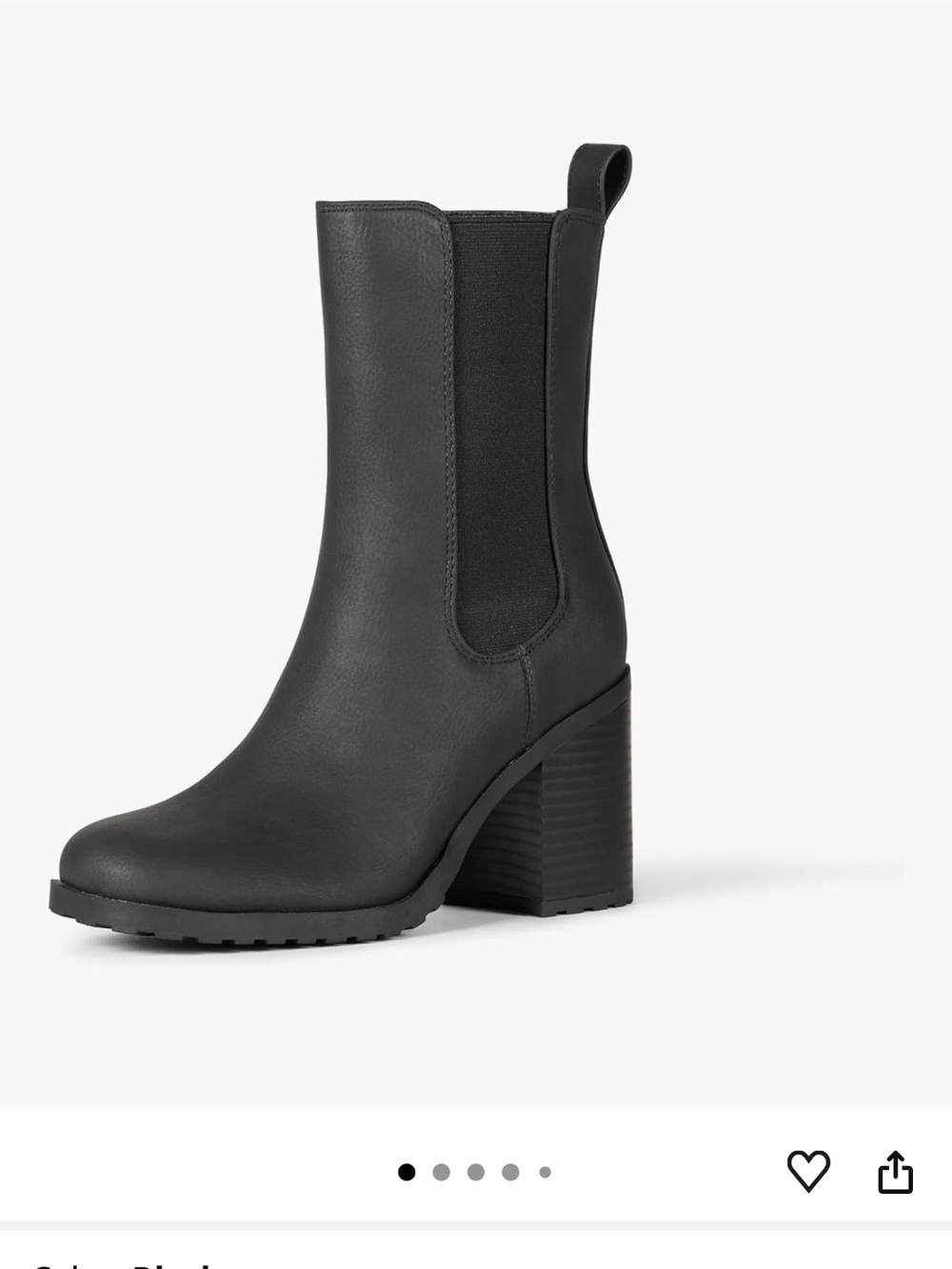 Amazon Essentials Black Mid-Calf Block Heel Chelsea Boot